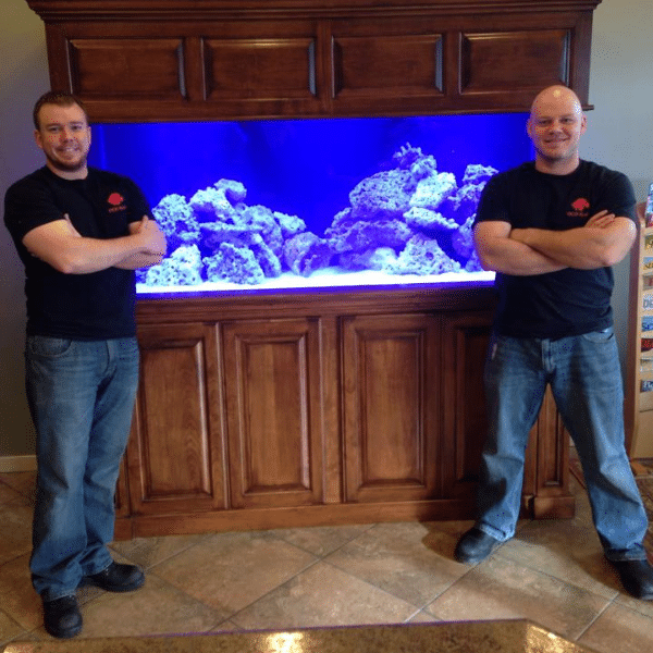 Aquarium expert setting up filtration for a custom saltwater system